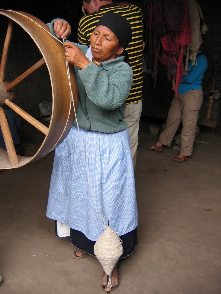 06-After spinning the wool is run on a large spool.jpg - After spinning the wool is run on a large spool